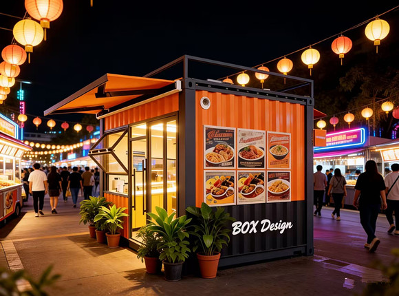 夜市集装箱、街边店铺